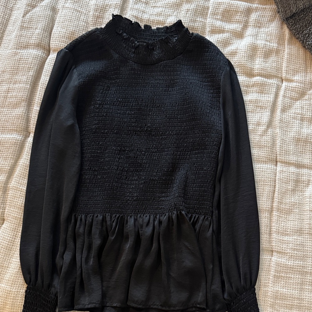 Chic Black Women's Blouse with Ruffle Details